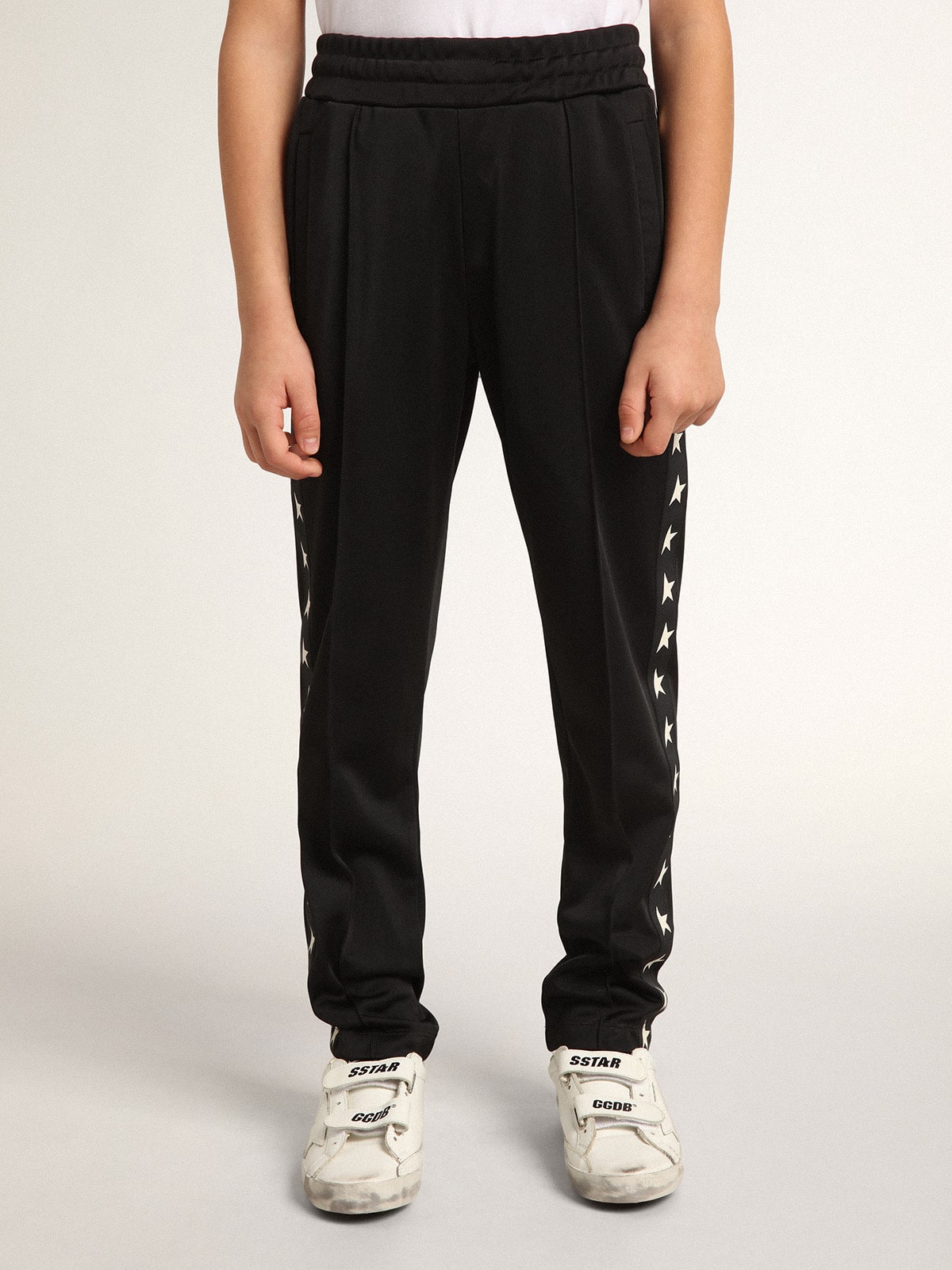 Golden Goose - Black joggers with contrasting white stars in 