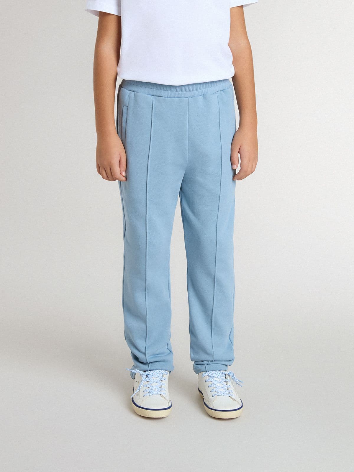 Golden Goose - Pantalon de jogging bleu clair pour garçon avec imprimé in 