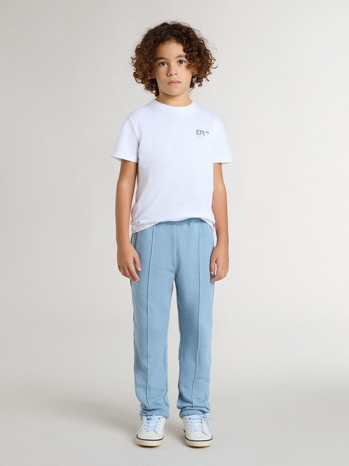 Golden Goose - Pantalon de jogging bleu clair pour garçon avec imprimé in 