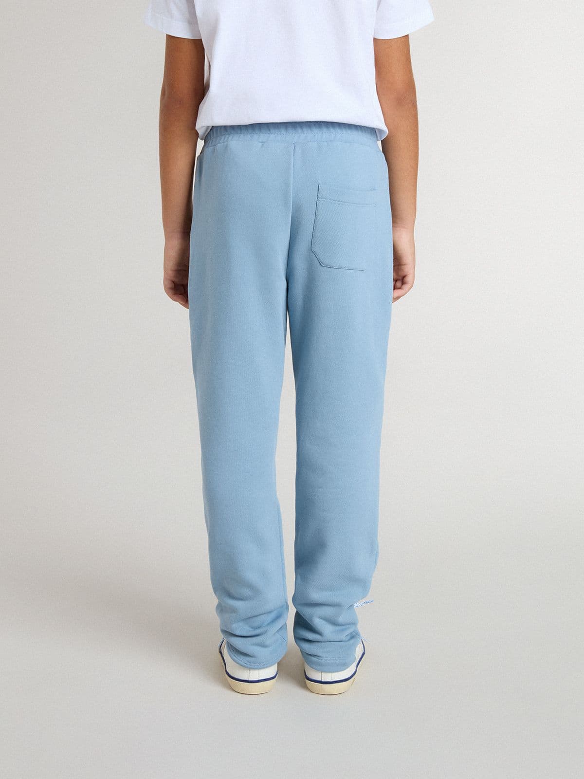 Golden Goose - Pantalon de jogging bleu clair pour garçon avec imprimé in 