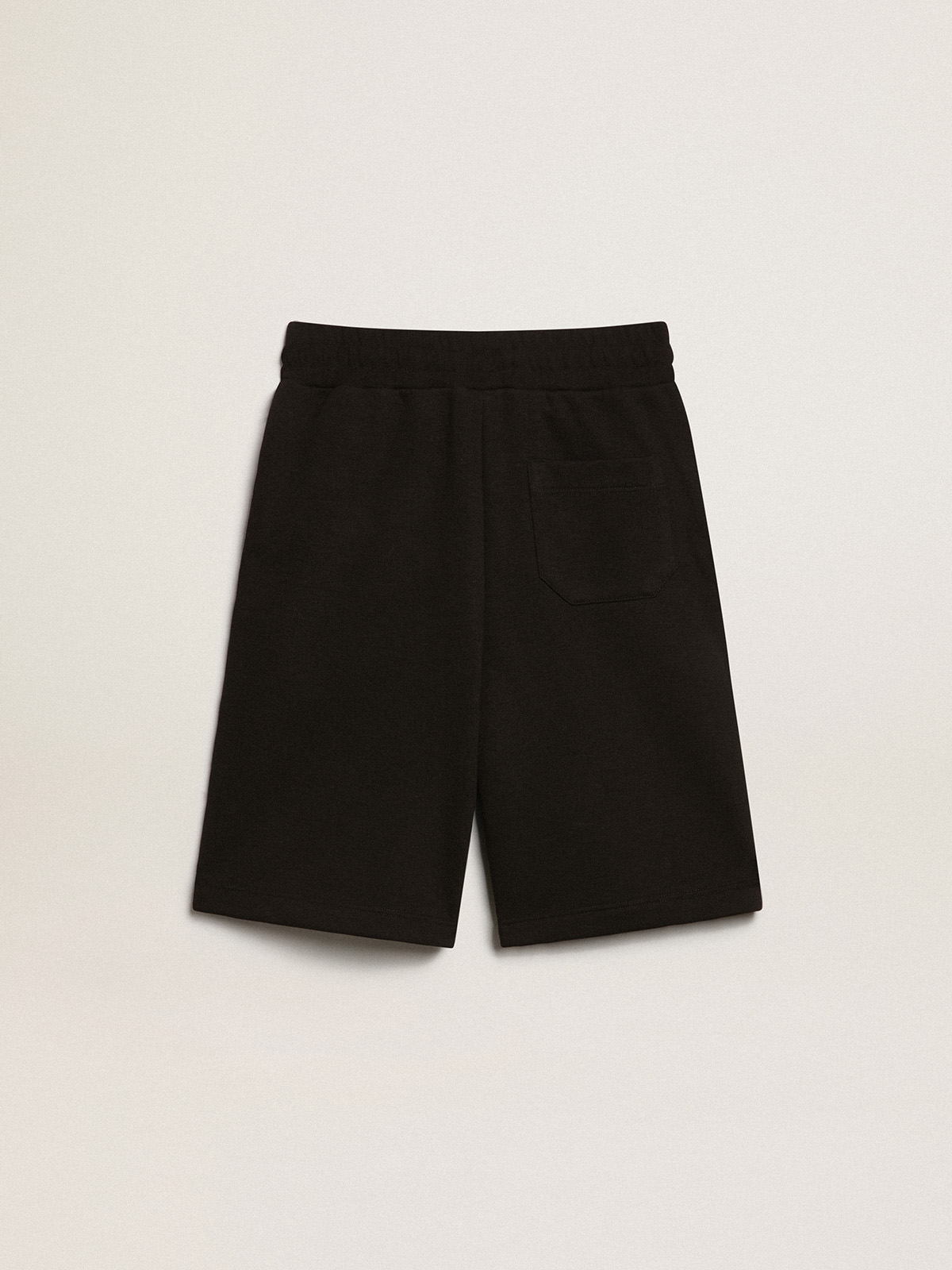 Golden Goose - Boys’ black Bermuda shorts with white stars in