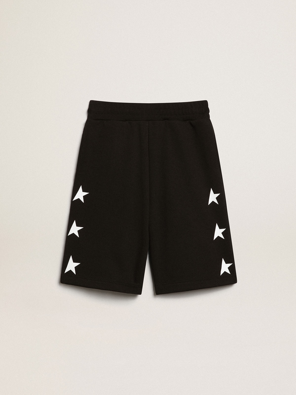 Golden Goose - Boys’ black Bermuda shorts with white stars  in 