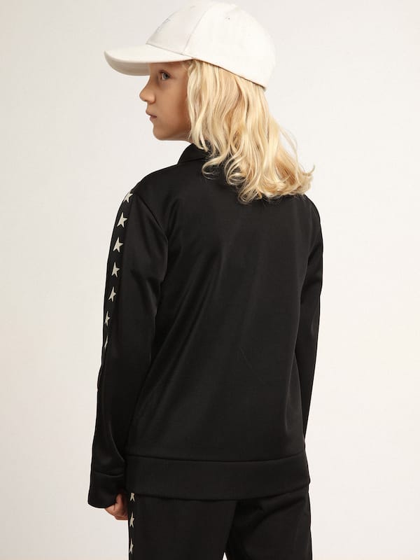 Golden Goose - Black zipped sweatshirt with contrasting white stars in 