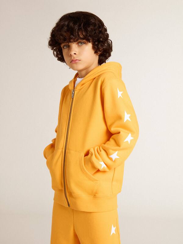 Golden Goose - Boys’ orange sweatshirt with zip fastening in 