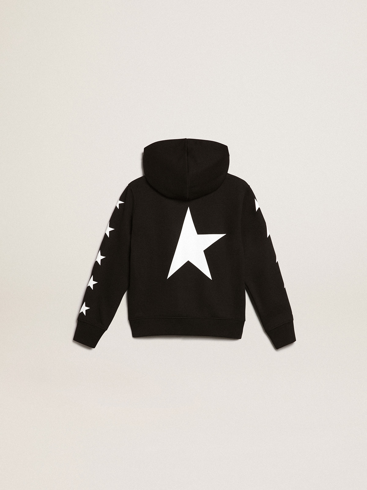 Golden Goose - Boys’ hooded sweatshirt in black with contrasting white stars in