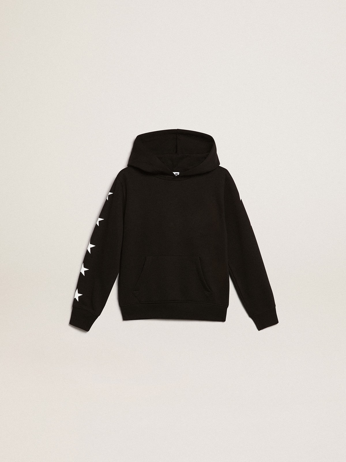 Golden Goose - Boys’ hooded sweatshirt in black with contrasting white stars in 