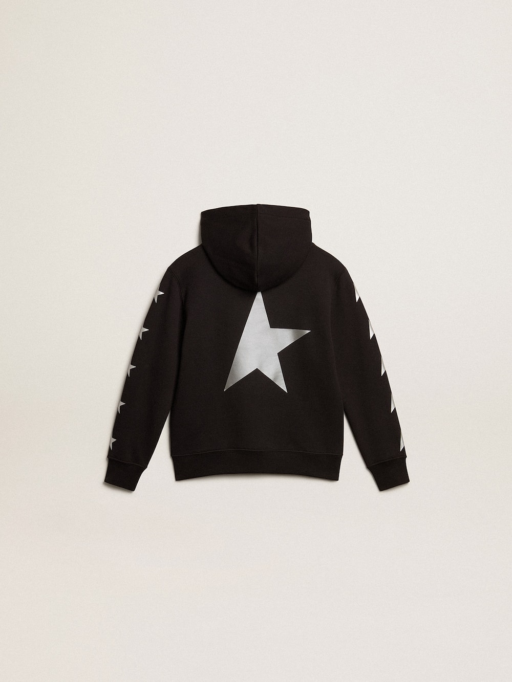 Golden Goose - Boys’ hooded sweatshirt in black with contrasting silver stars in 