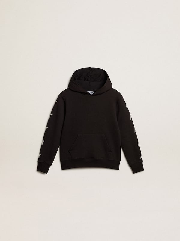 Golden Goose - Boys’ hooded sweatshirt in black with contrasting silver stars in 