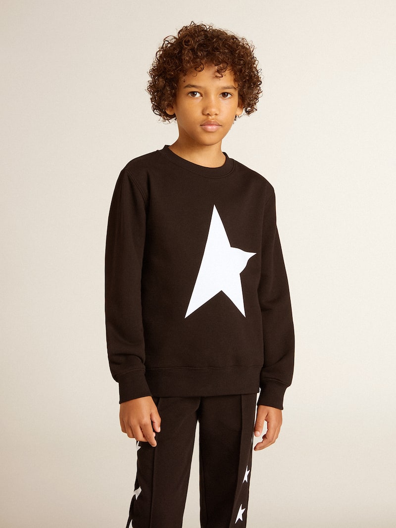 Golden Goose - Sudadera negra de ni&ntilde;o con maxiestrella blanca en el delantero in 