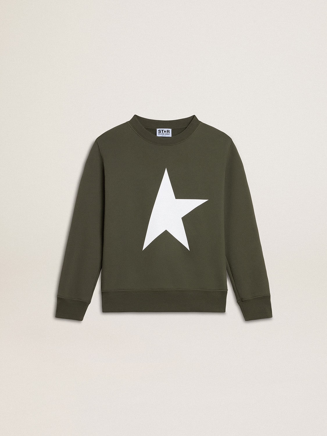 Boys dark green sweatshirt with white maxi star on the front Golden Goose