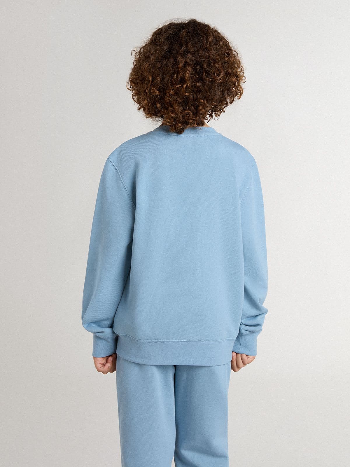Golden Goose - Azurblaues Kindersweatshirt mit Schriftzug auf der Vorderseite  in 