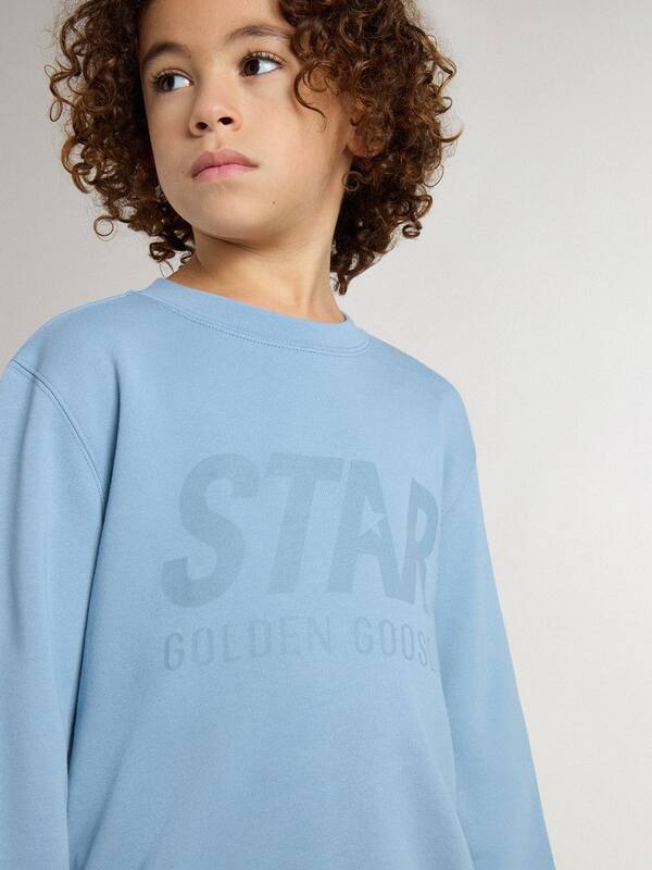 Golden Goose - Boys' light blue sweatshirt with lettering on the front in 
