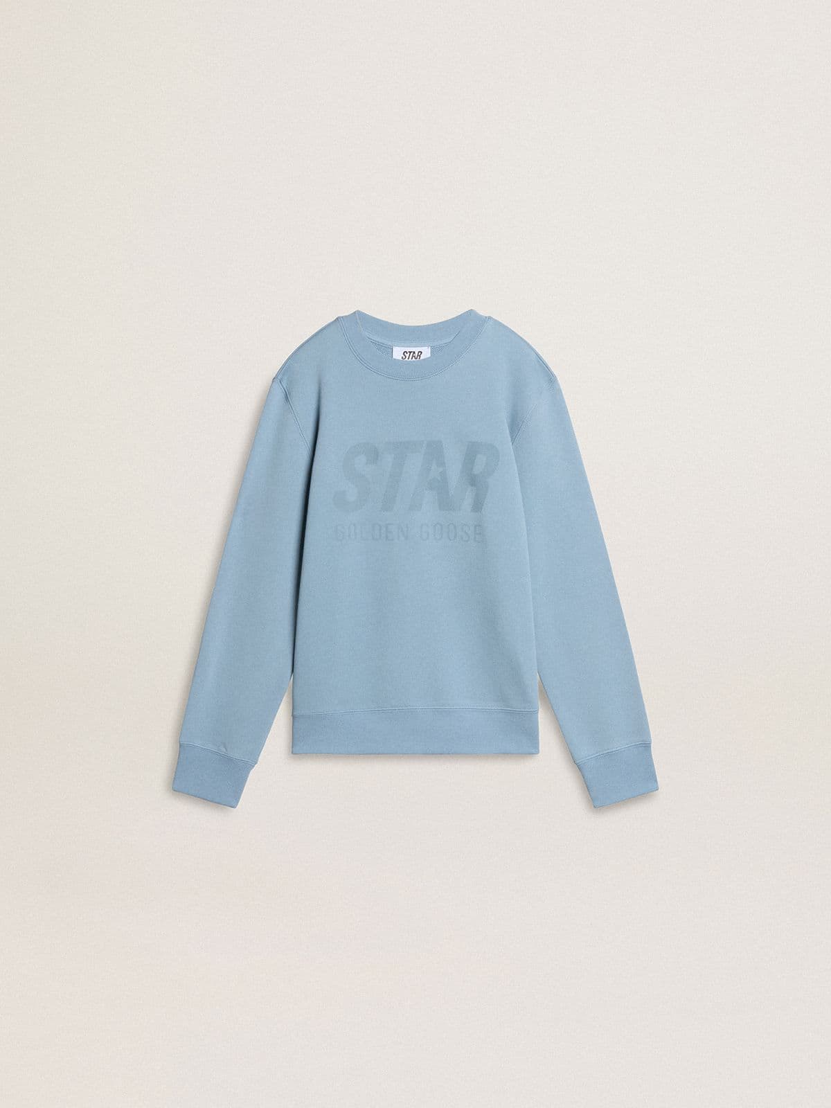 Golden Goose - Azurblaues Kindersweatshirt mit Schriftzug auf der Vorderseite  in 
