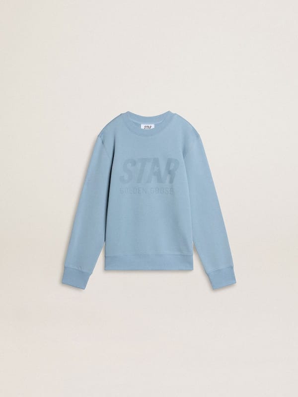 Golden Goose - Boys' light blue sweatshirt with lettering on the front in 