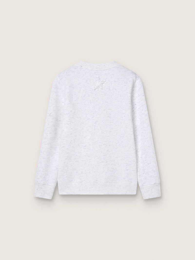 Golden Goose - Boys' gray melange cotton sweatshirt with print and logo in 