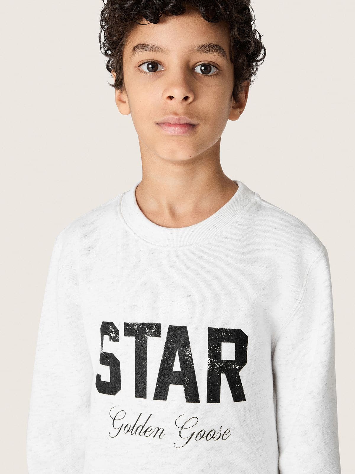 Golden Goose - Sudadera de ni&ntilde;o de algod&oacute;n gris jaspeado con estampado y logotipo in 