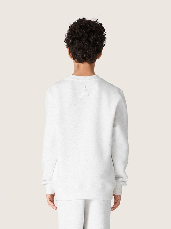 Golden Goose - Boys' gray melange cotton sweatshirt with print and logo in 