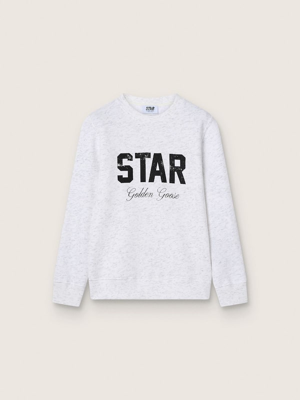 Golden Goose - Sweat-shirt gar&ccedil;on en coton gris chin&eacute; avec imprim&eacute; et logo in 