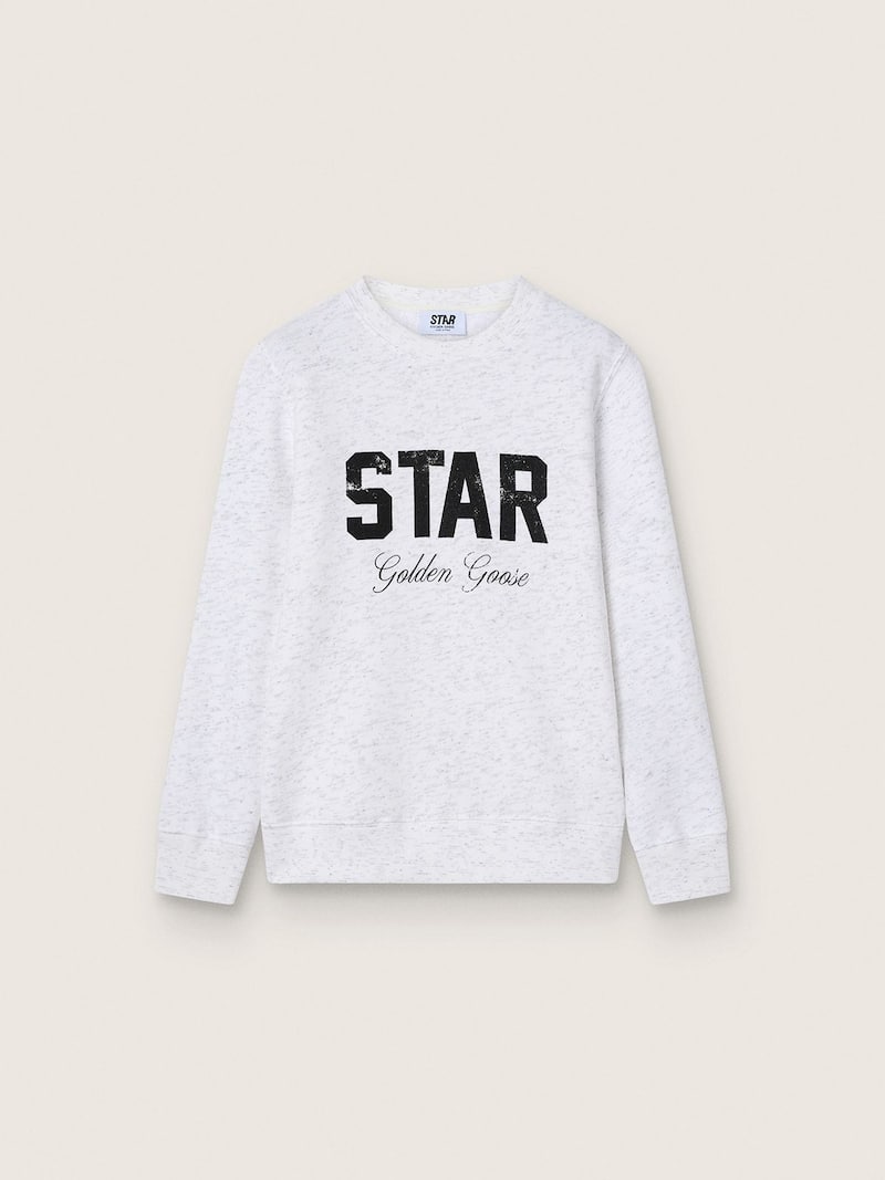 Boys' gray melange cotton sweatshirt with print and logo
