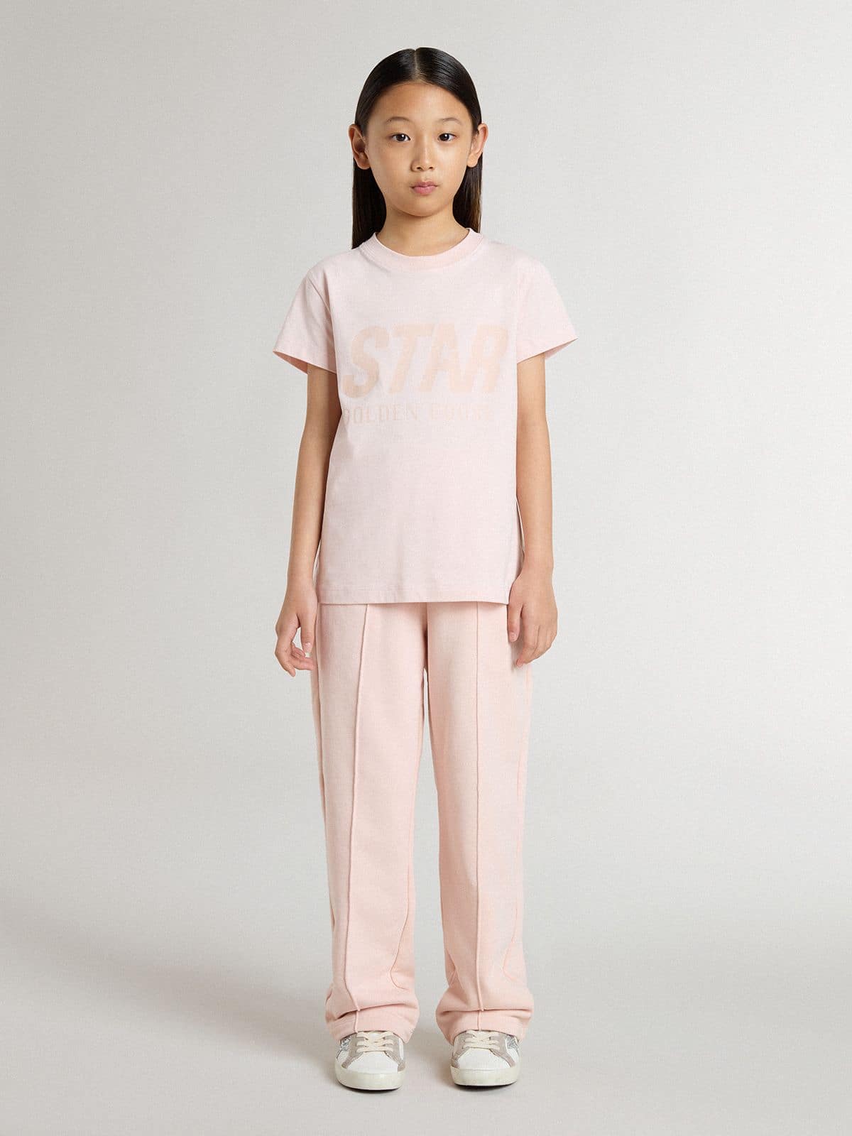 Golden Goose - Girls' pink T-shirt with pink print on the front  in 