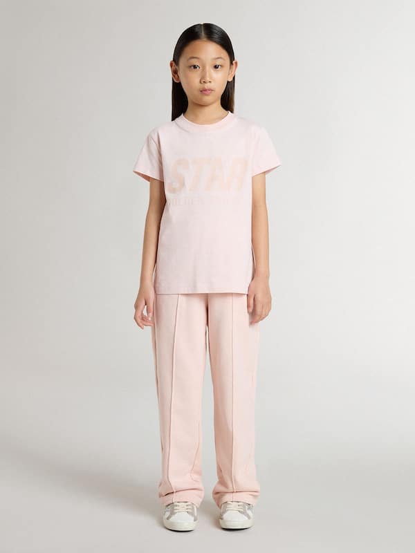 Golden Goose - Girls' pink T-shirt with pink print on the front  in 