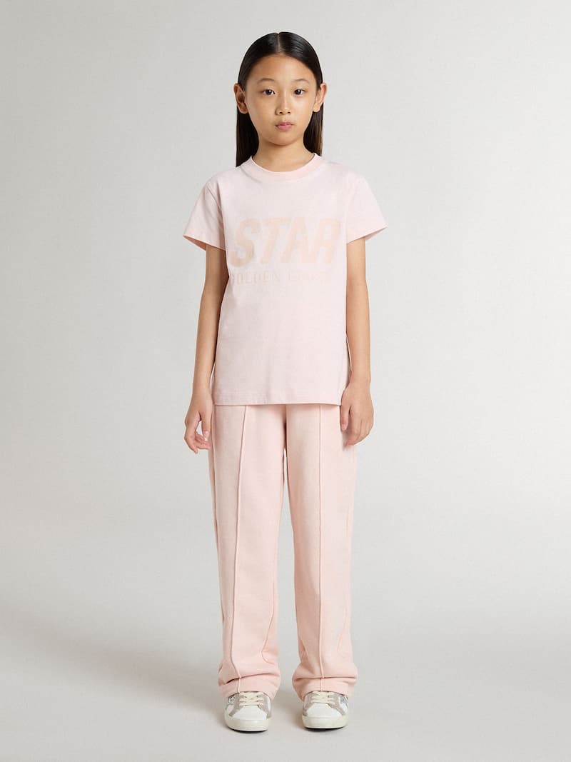 Golden Goose - Camiseta de color rosa de ni&ntilde;a con estampado frontal rosa in 