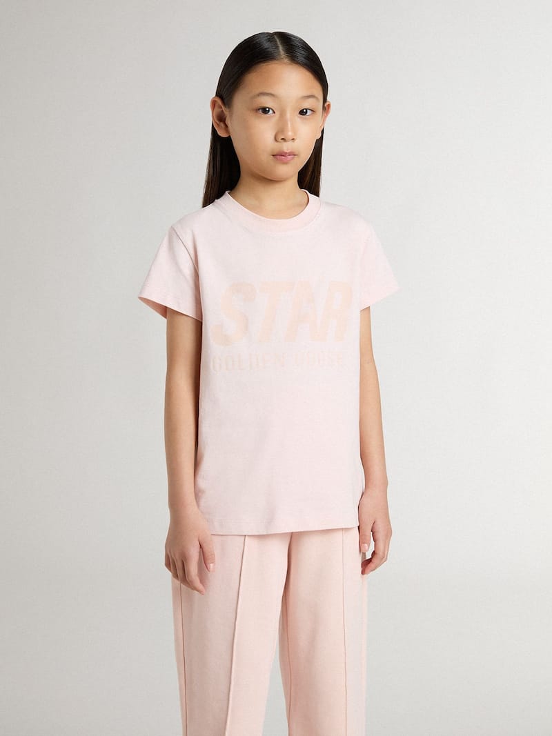 Golden Goose - Camiseta de color rosa de ni&ntilde;a con estampado frontal rosa in 