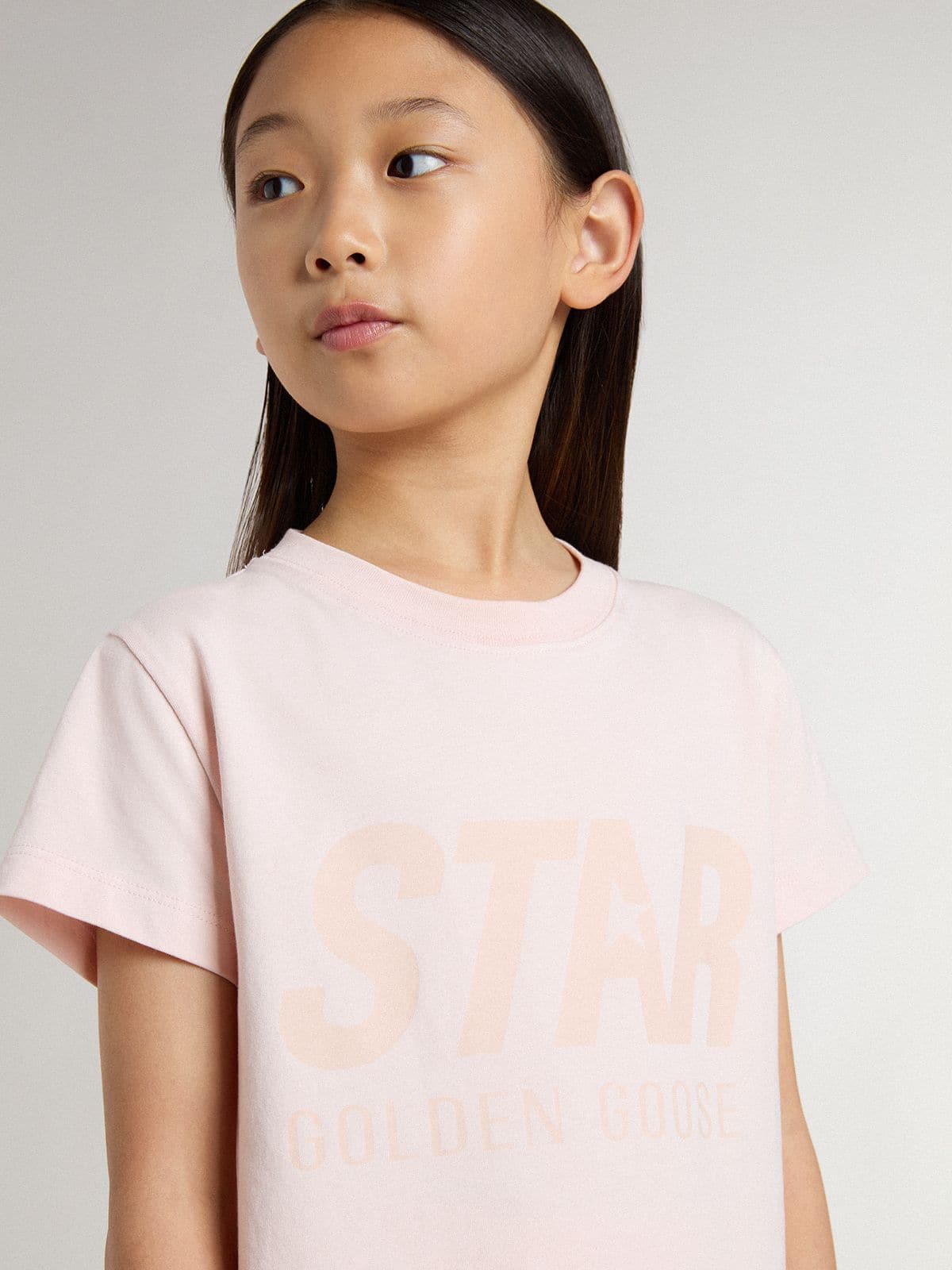 Golden Goose - Girls' pink T-shirt with pink print on the front  in 