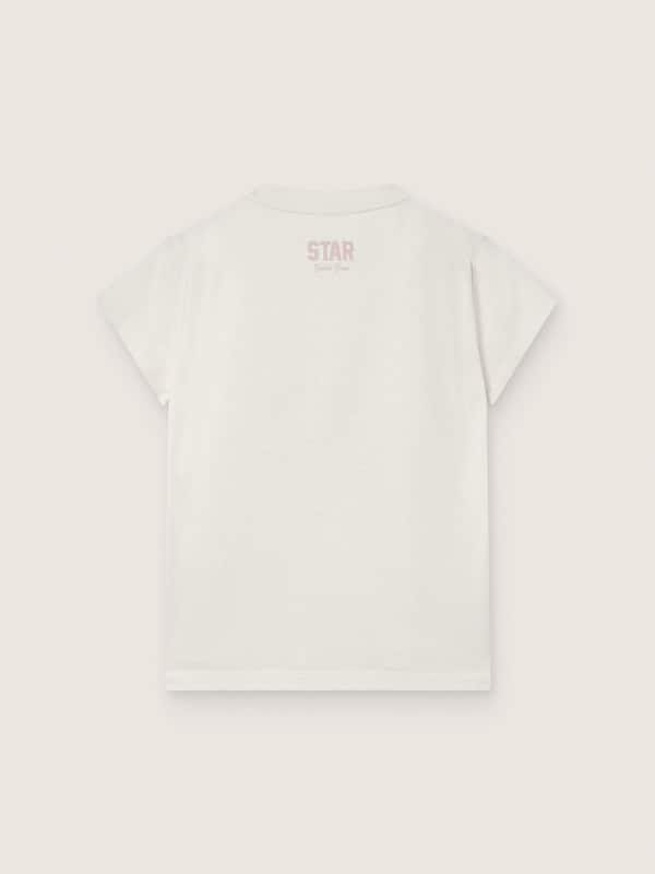Golden Goose - Star girls&rsquo; T-shirt in white cotton jersey with pink glitter star in 
