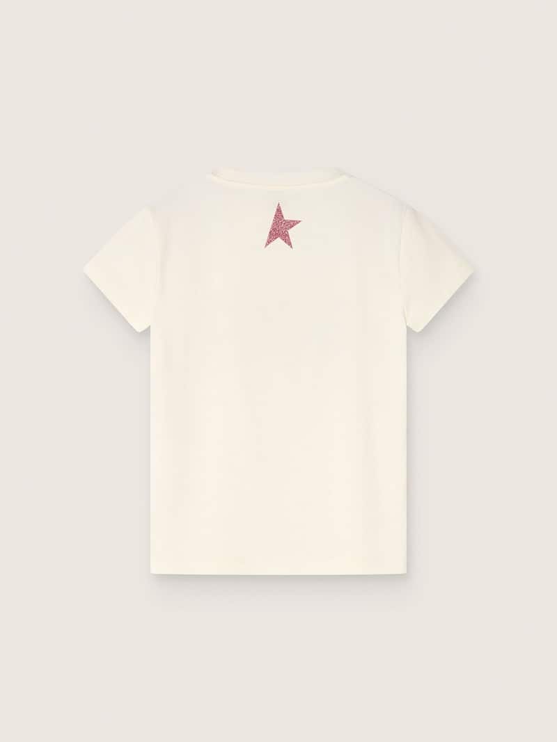 Golden Goose - Camiseta de ni&ntilde;a de algod&oacute;n blanco con estampado rosa in 