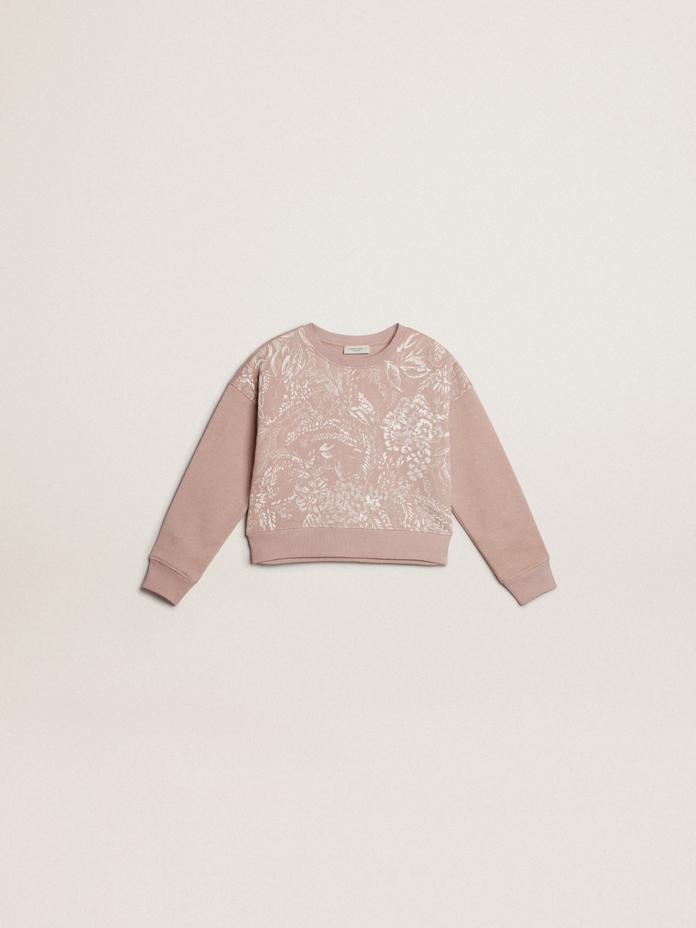 Golden Goose - Rosa Cropped-Sweatshirt aus Baumwolle mit Toile-de-Jouy-Print  in 