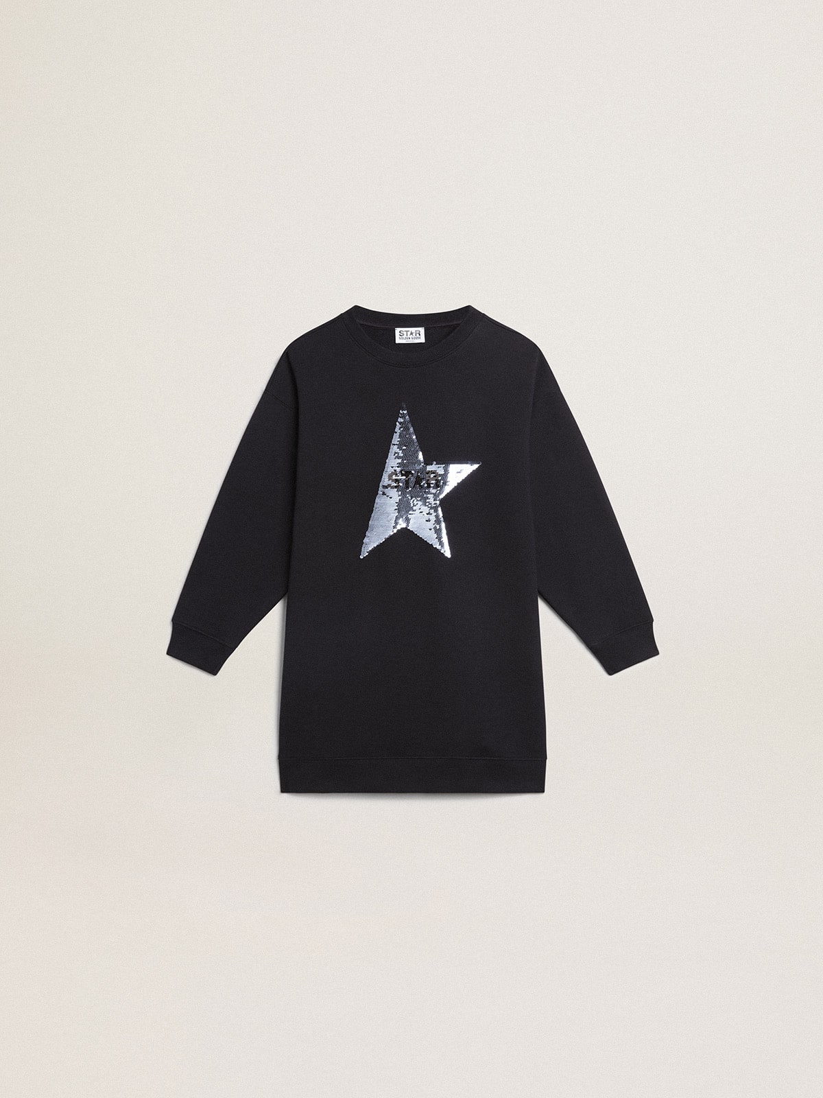 Golden Goose - Girls’ dark blue sweatshirt dress with sequin star in 