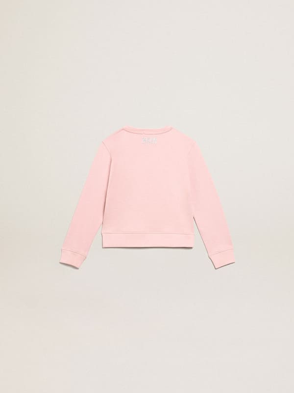 Golden Goose - Pink sweatshirt with maxi star in silver glitter on the front in 