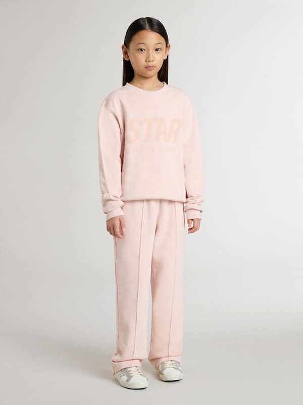 Golden Goose - Girls' pink-colored sweatshirt with pink front lettering in 