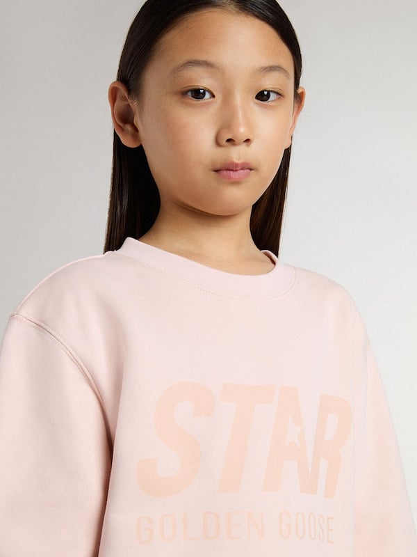 Golden Goose - Girls' pink-colored sweatshirt with pink front lettering in 