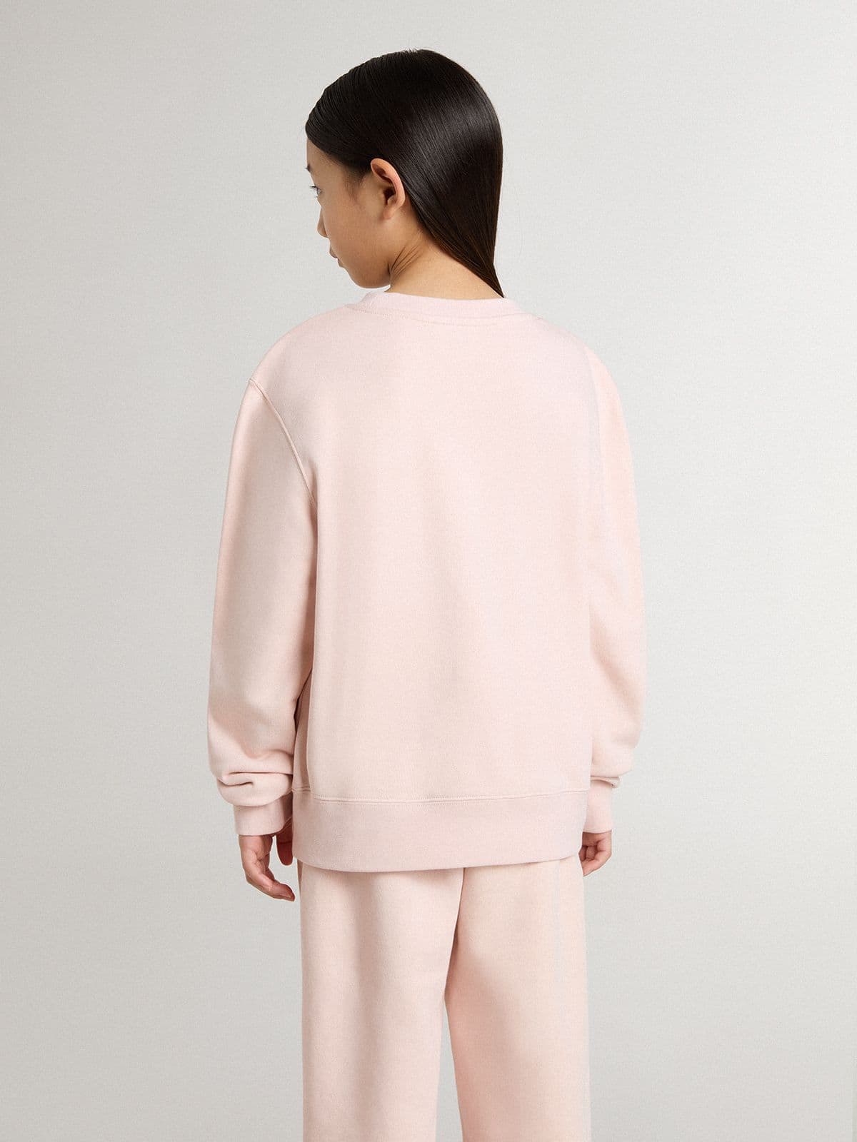 Golden Goose - Rosafarbenes Mädchensweatshirt mit rosafarbenem Schriftzug auf der Vorderseite  in 