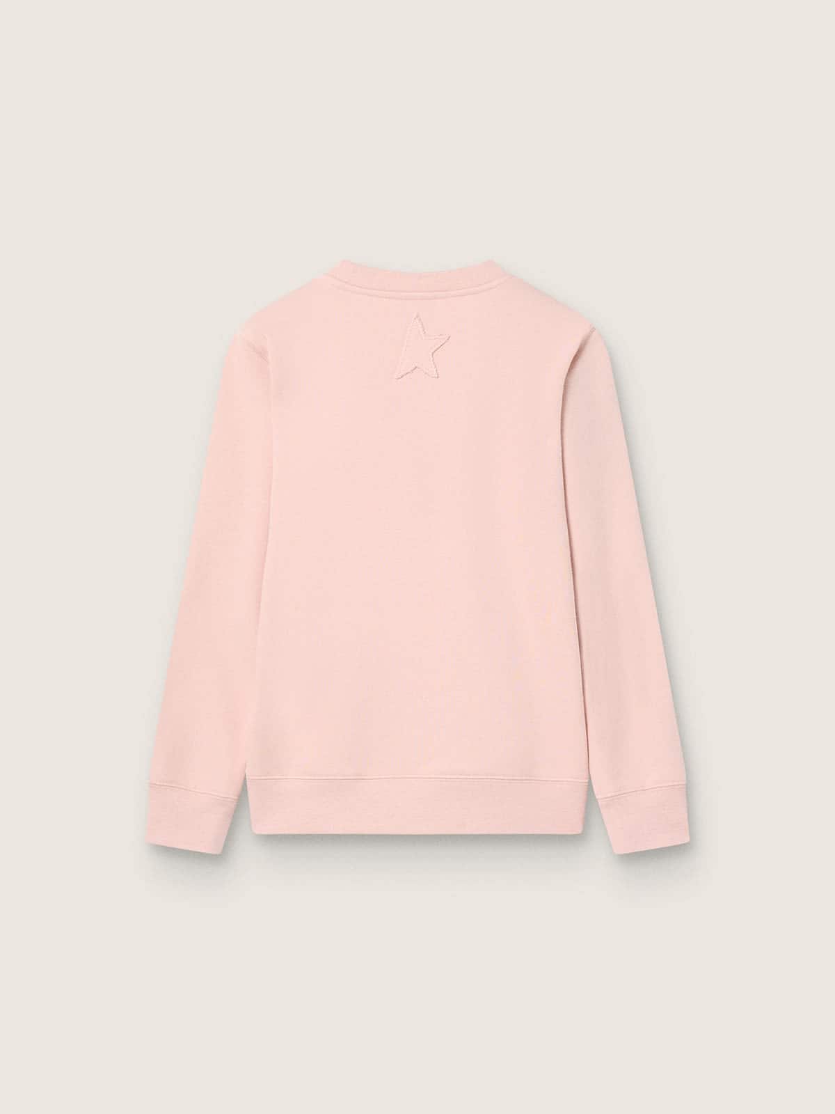 Golden Goose - Felpa da bambina in cotone rosa con stampa e logo ricamato in 