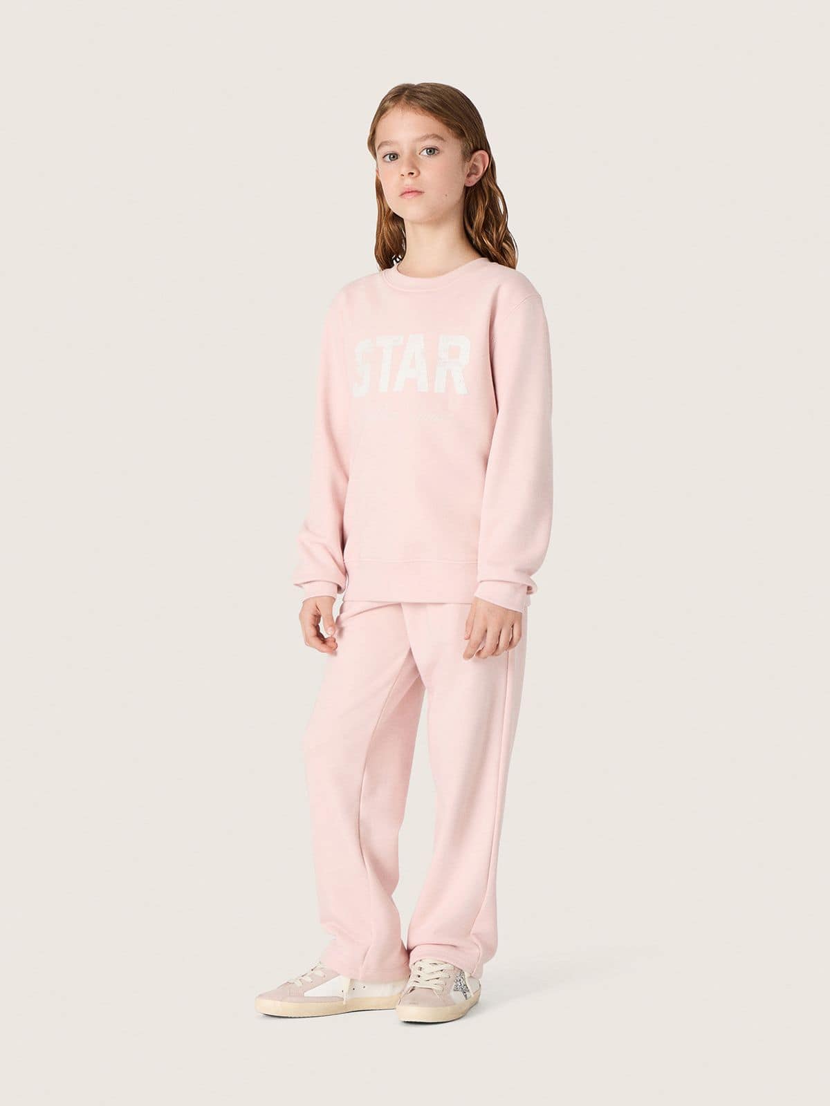 Golden Goose - M&auml;dchensweatshirt aus rosa Baumwolle mit Print und Sticklogo in 