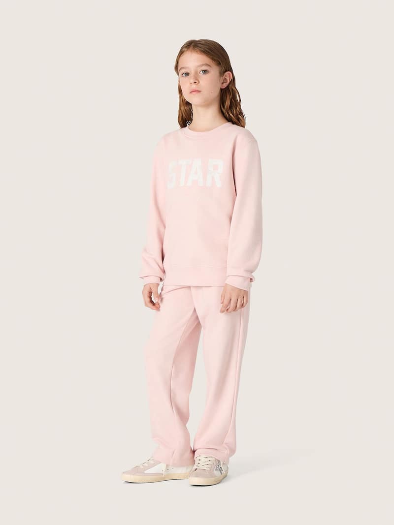 Golden Goose - Sudadera de ni&ntilde;a en algod&oacute;n rosa con estampado y logotipo bordado in 