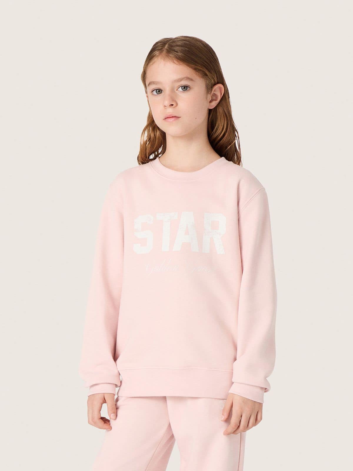 Golden Goose - M&auml;dchensweatshirt aus rosa Baumwolle mit Print und Sticklogo in 