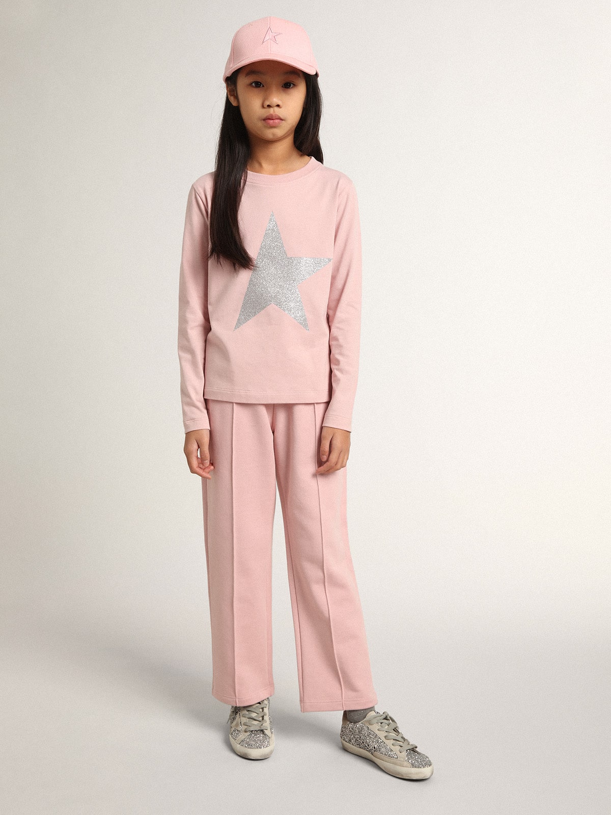 Golden Goose - Pink joggers with glitter star on the front in 