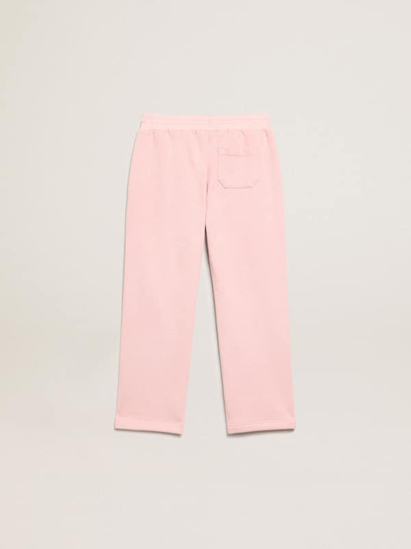 Golden Goose - Pantalone jogging rosa con stella in glitter sul davanti in 