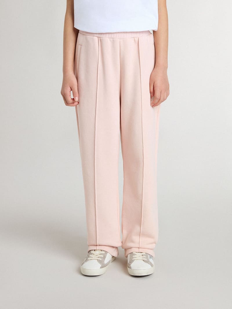 Golden Goose - Pantal&oacute;n jogger de ni&ntilde;a de color rosa con estampado in 