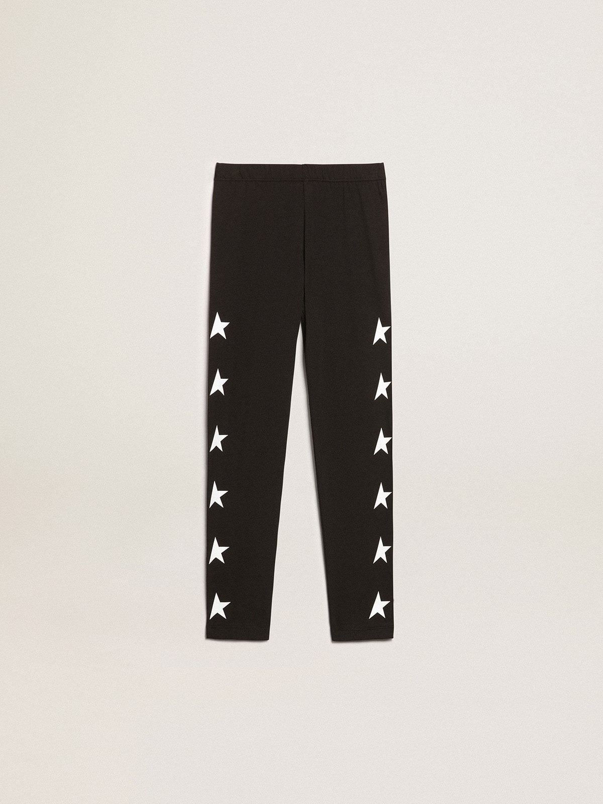 Golden Goose - Girls’ black leggings with white stars on the sides in 