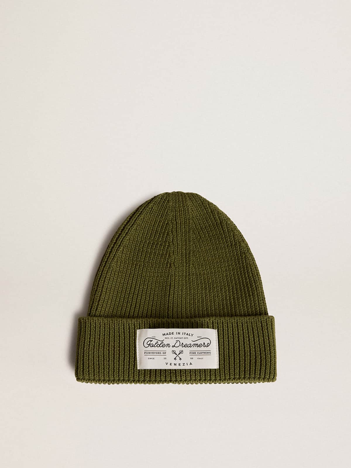 Golden Goose - Military-green cotton beanie with appliqué label on the front  in 