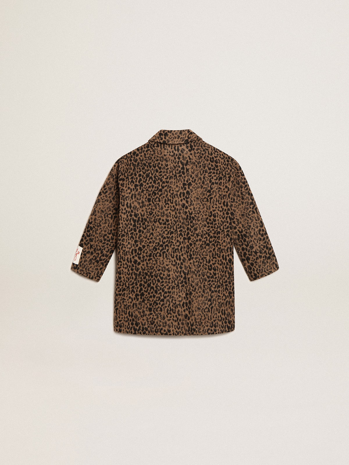 Golden Goose - Girls’ single-breasted coat in wool with jacquard animal print in 