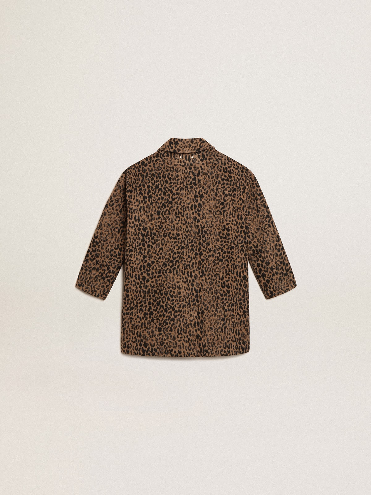 Golden Goose - Girls’ single-breasted coat in wool with jacquard animal print in 