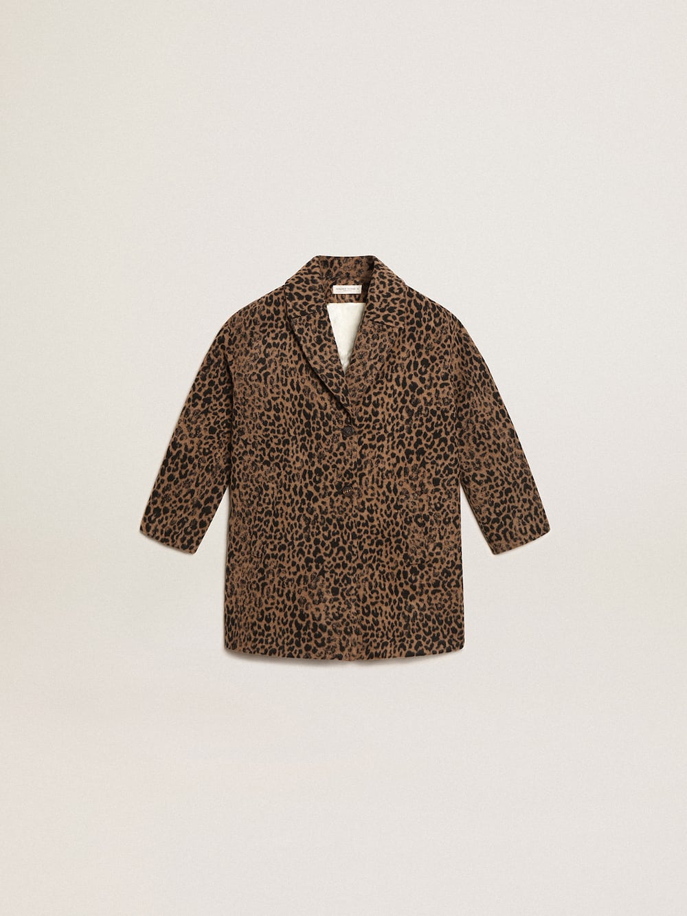 Golden Goose - Girls’ single-breasted coat in wool with jacquard animal print in 