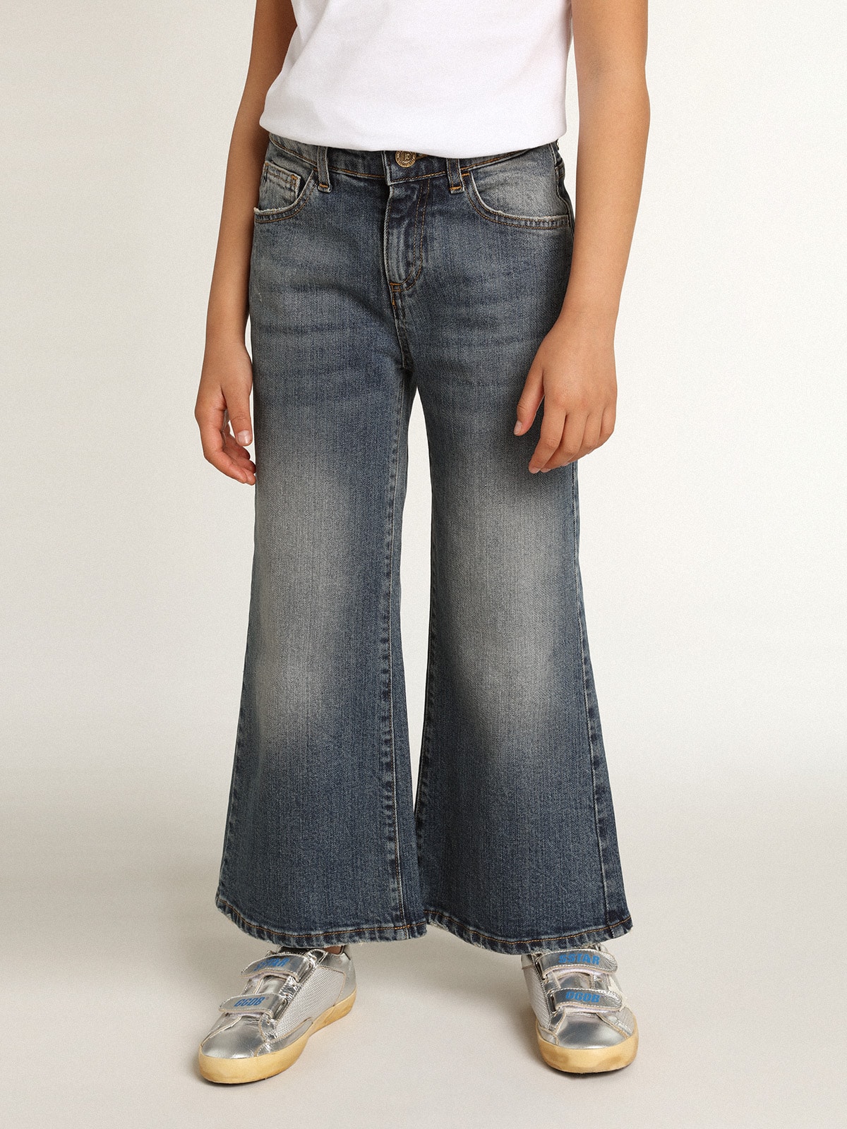 Golden Goose - Wide-leg jeans in mid-blue bull denim in 