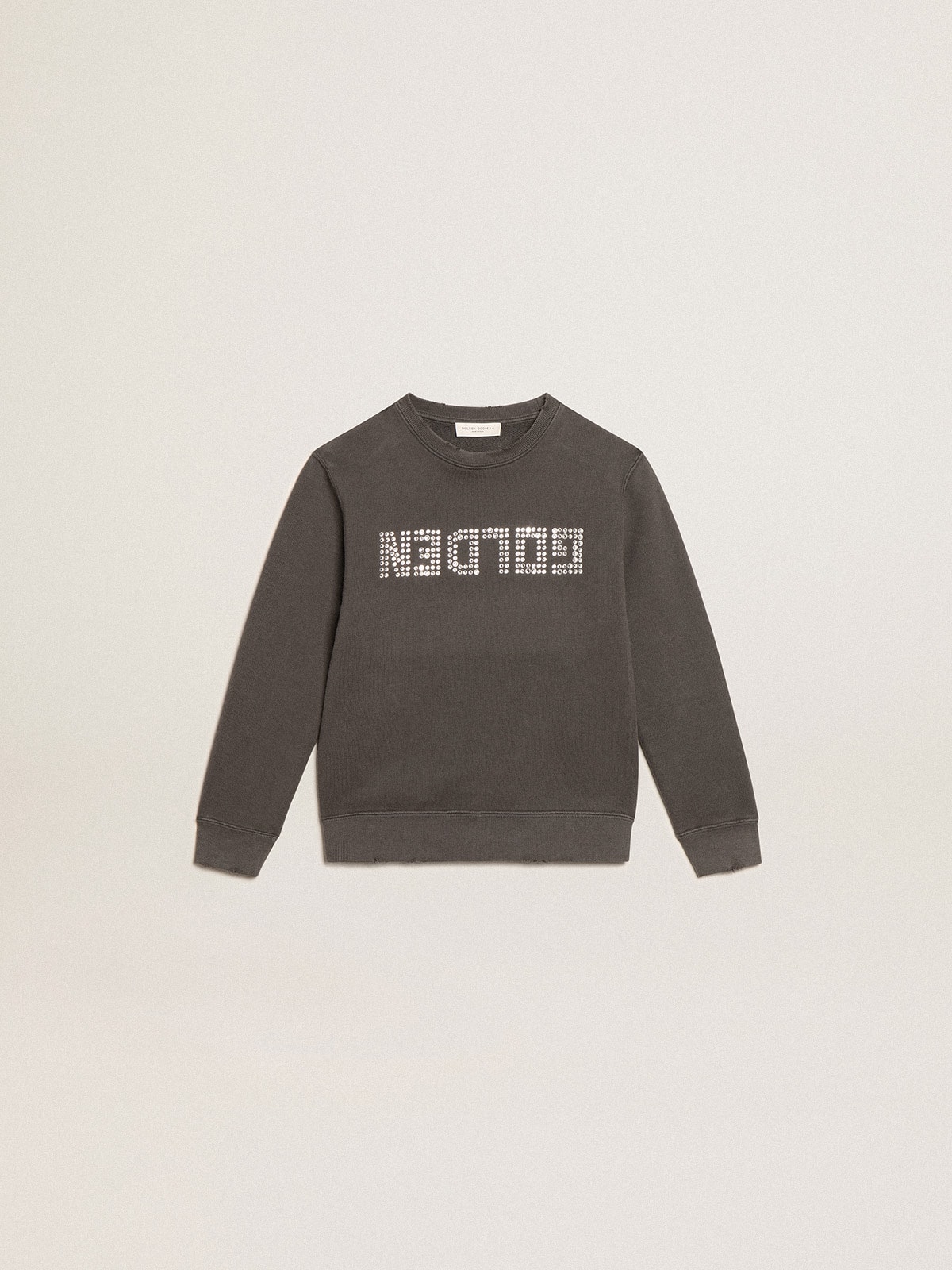 Golden Goose - Distressed gray sweatshirt with crystal lettering in 